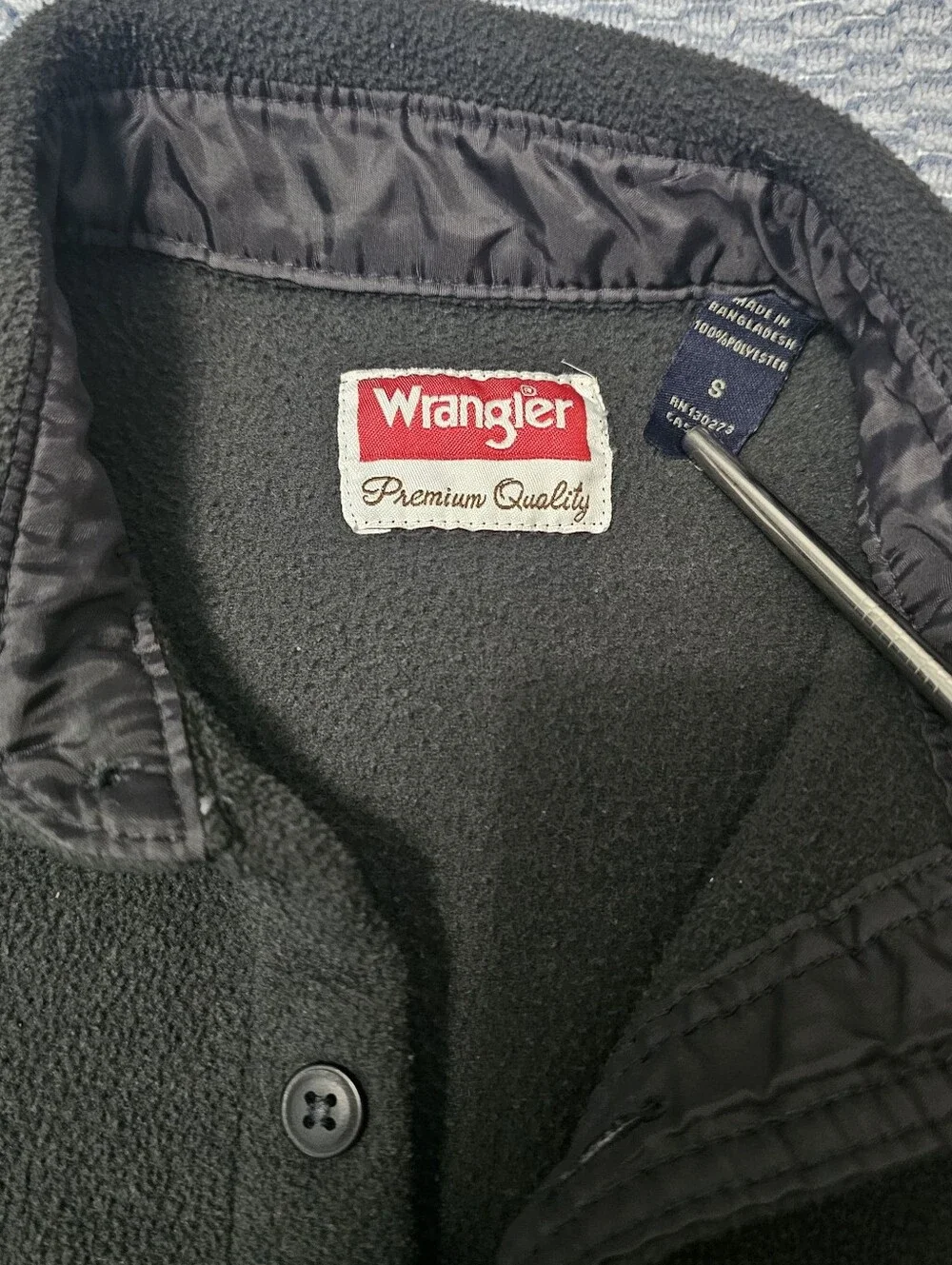 Wrangler Gray Button Down Long Sleeve Fleece Outlay Shirt Men's Size Small